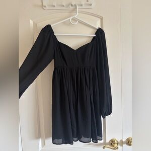 Abercrombie & Fitch Black Smocked Long Sleeve Sundress